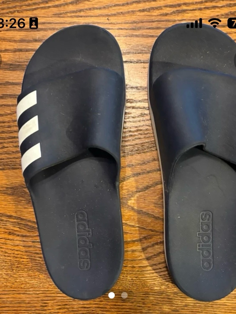 adidas Black Slides with White Three-Stripe Accent